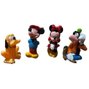 Vintage Disney Mickey Mouse Minnie Pluto Goofy Figures Rubber Bath Toys